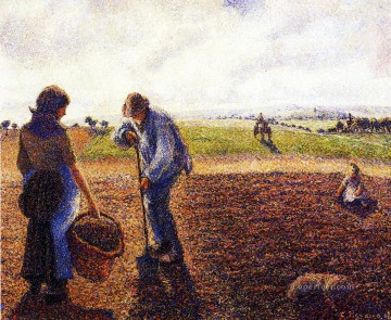 カミーユ・ピサロ Painting - 野原の農民 1890年 カミーユ・ピサロ